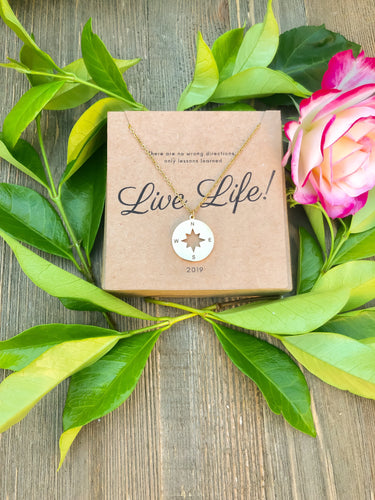 1984 Collection - Compass Necklace with Customized Necklace Backing